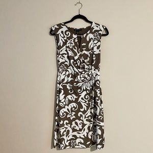 INC International Concepts Taupe and White Keyhole Dress